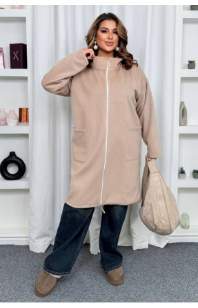 Пальто жіноче демісезонне напівбатальне світло-бежевого кольору 7857 208634C