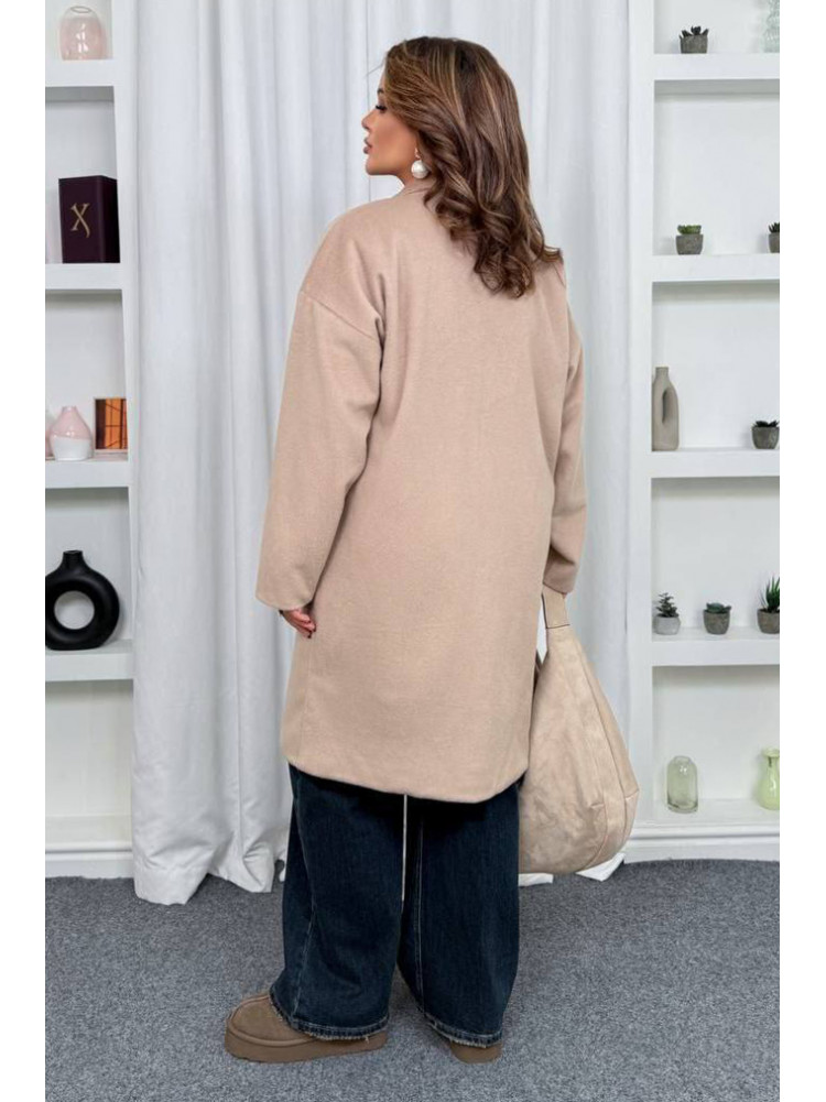 Пальто жіноче демісезонне напівбатальне світло-бежевого кольору 7857 208634C