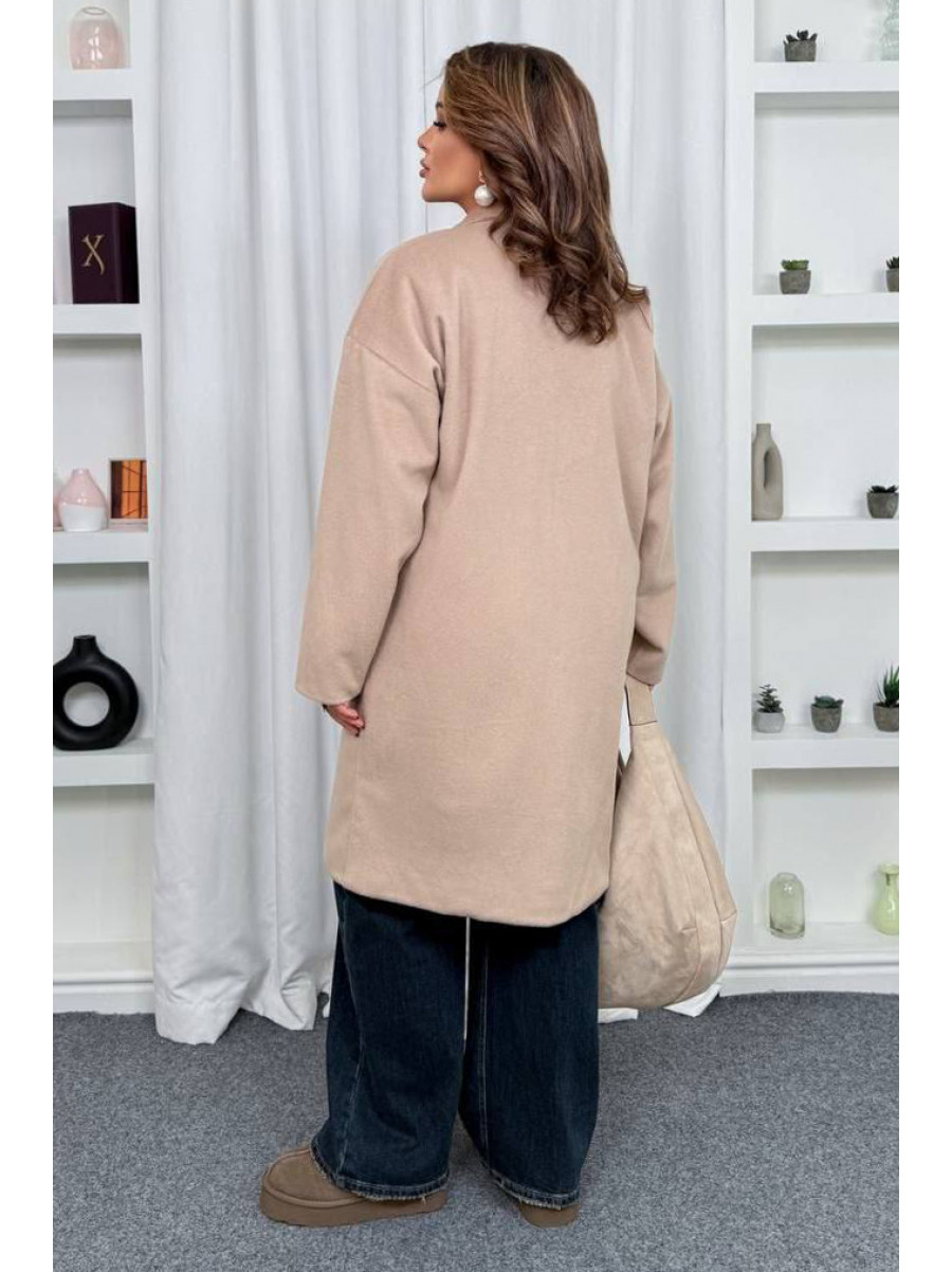 Пальто жіноче демісезонне напівбатальне світло-бежевого кольору 7857 208634C