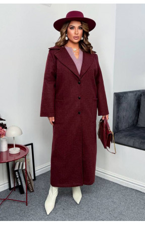 Пальто жіноче демісезонне напівбатальне бордового кольору 7858 208635C