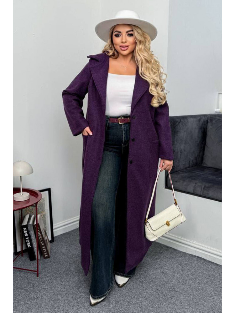 Пальто жіноче демісезонне напівбатальне фіолетового кольору 7858 208637C