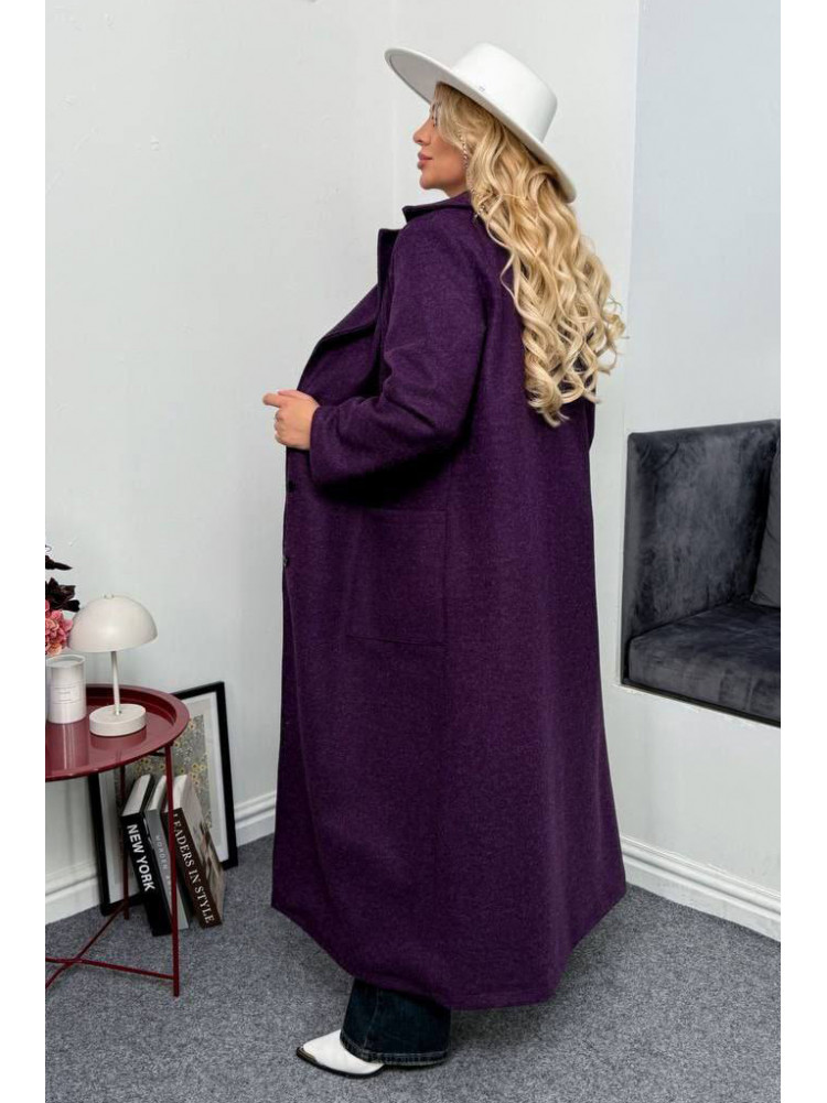 Пальто жіноче демісезонне напівбатальне фіолетового кольору 7858 208637C