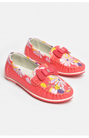 Мокасини дитячі для дівчинки коралового кольору 121-2 208688C Мокасини дитячі для дівчинки коралового кольору 121-2 208688C