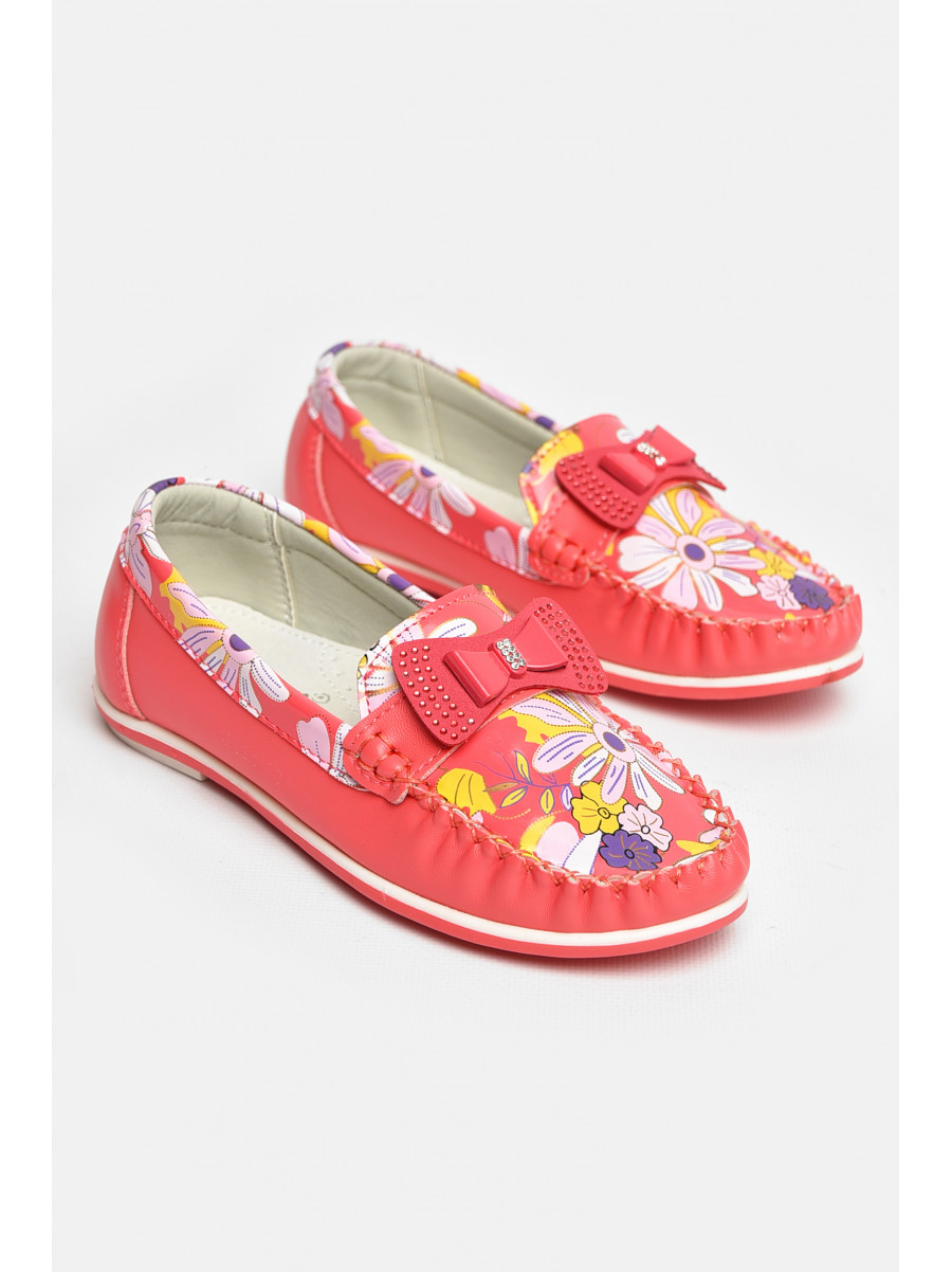 Мокасины детские для девочки кораллового цвета 121-2 208688C