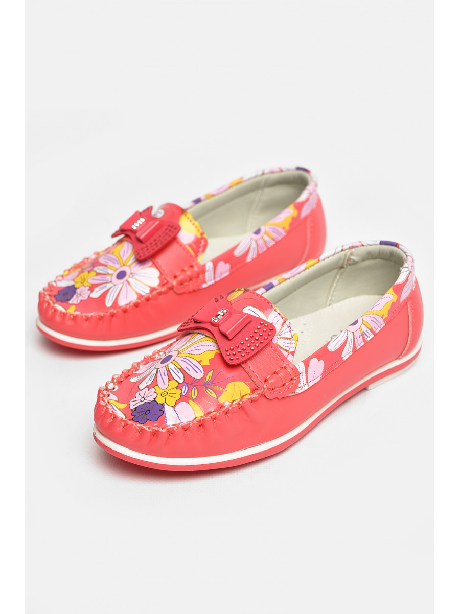 Мокасины детские для девочки кораллового цвета 121-2 208688C