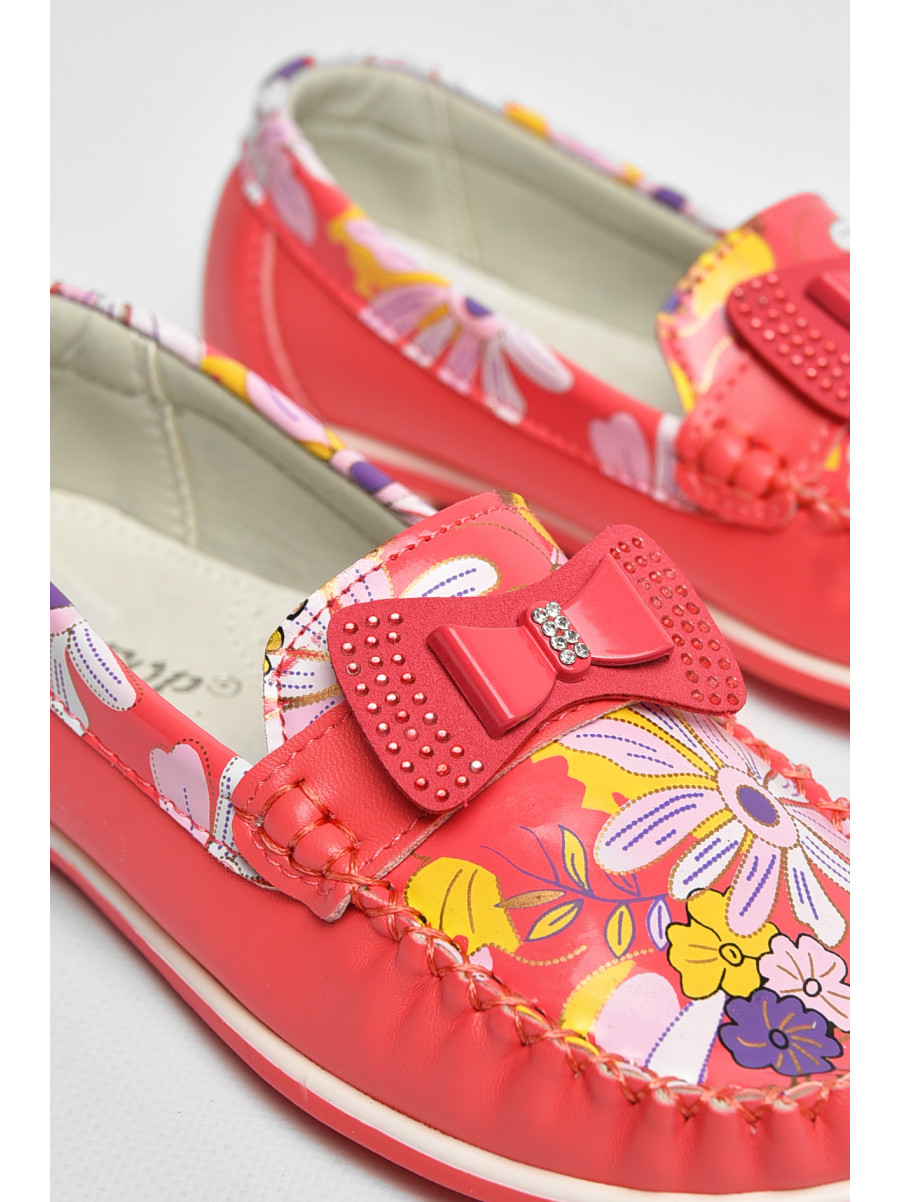 Мокасины детские для девочки кораллового цвета 121-2 208688C