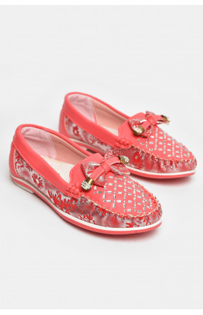 Мокасини дитячі для дівчинки коралового кольору 119-2 208691C Мокасини дитячі для дівчинки коралового кольору 119-2 208691C