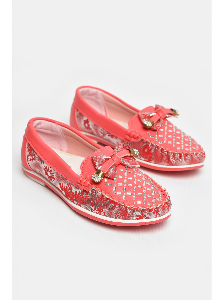 Мокасины детские для девочки кораллового цвета 119-2 208691C