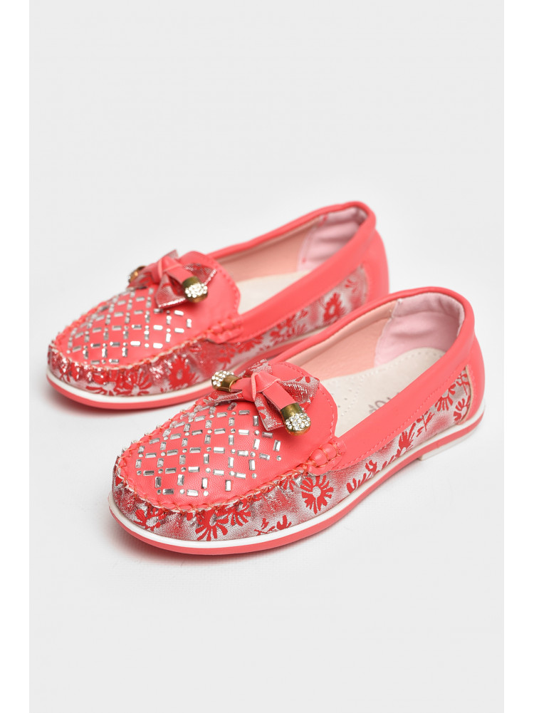 Мокасины детские для девочки кораллового цвета 119-2 208691C