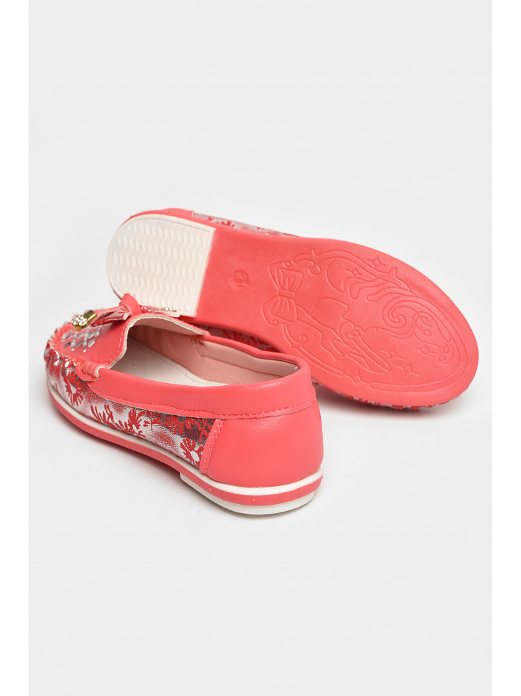 Мокасины детские для девочки кораллового цвета 119-2 208691C