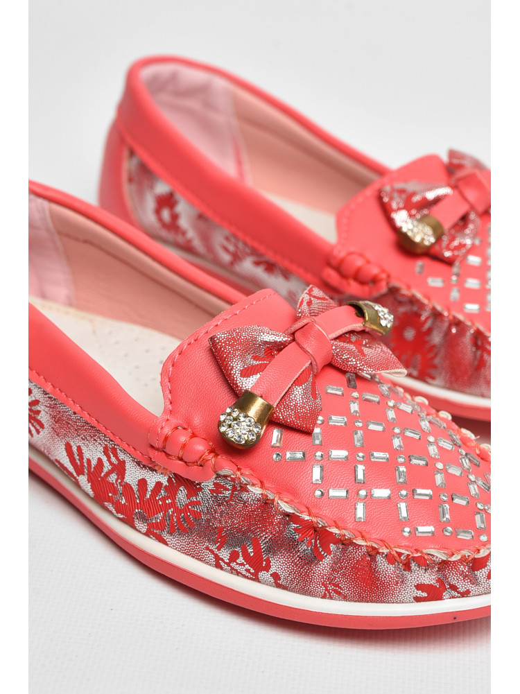 Мокасины детские для девочки кораллового цвета 119-2 208691C