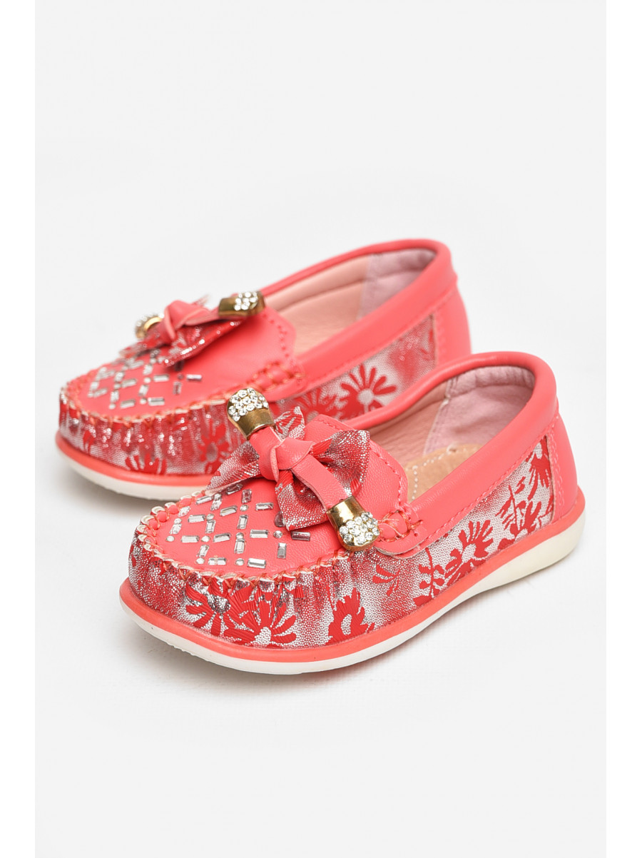 Мокасины детские для девочки кораллового цвета 112-2 208696C
