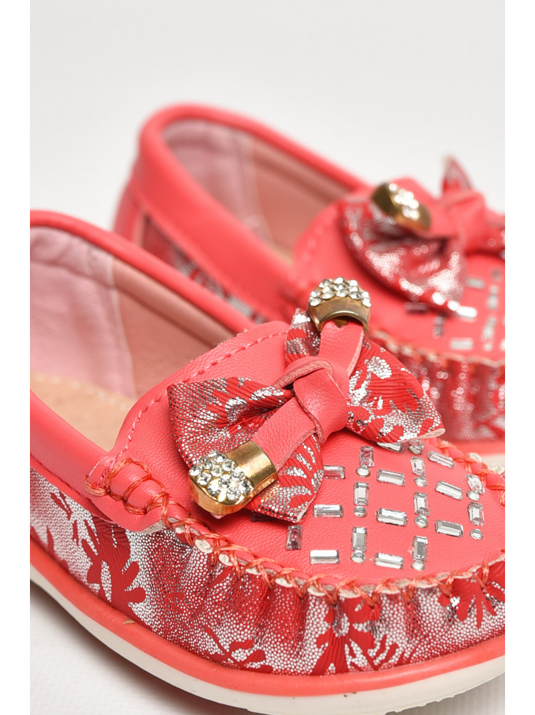 Мокасины детские для девочки кораллового цвета 112-2 208696C
