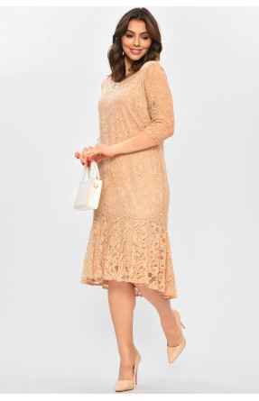 Платье женское однотонное бежевого цвета 208699C
