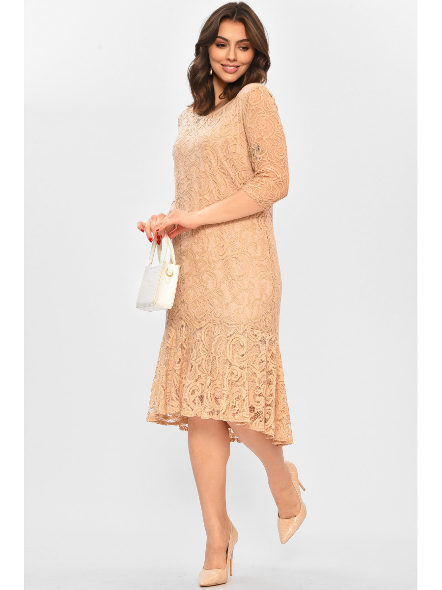Платье женское однотонное бежевого цвета 208699C