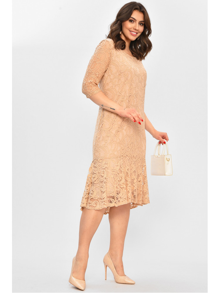 Платье женское однотонное бежевого цвета 208699C