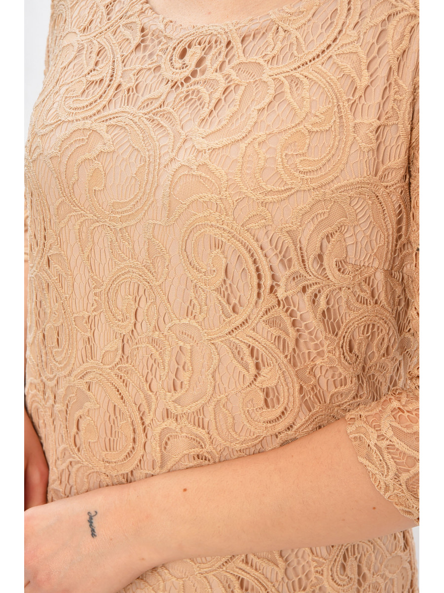 Платье женское однотонное бежевого цвета 208699C