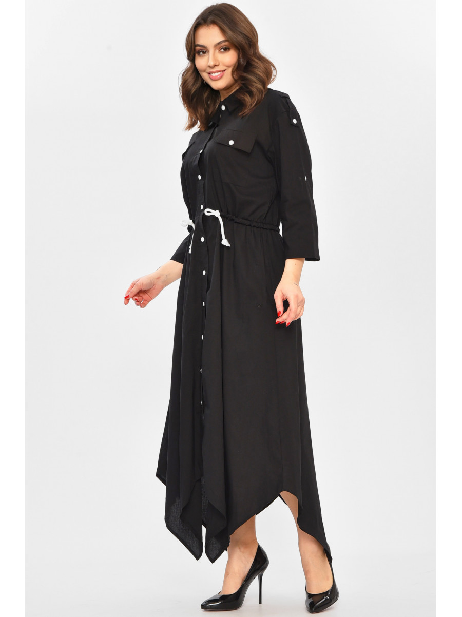 Платье женское однотонное черного цвета 208700C