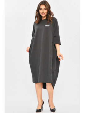 Платье женское полубатальное тёмно-серого цвета 8234 208702C