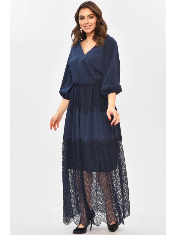 Платье женское однотонное тёмно-синего цвета 208703C