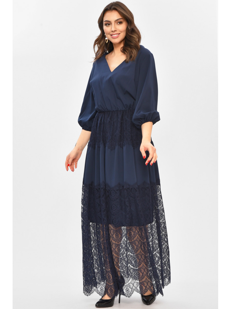 Платье женское однотонное тёмно-синего цвета 208703C