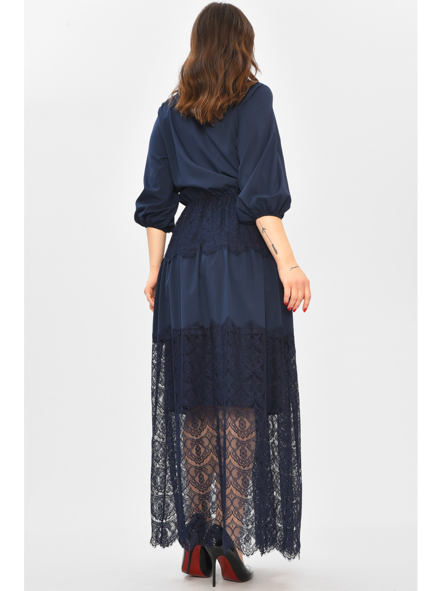 Платье женское однотонное тёмно-синего цвета 208703C