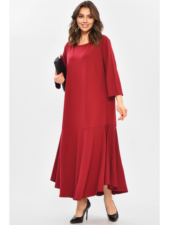 Платье женское полубатальное бордового цвета 8269 208705C