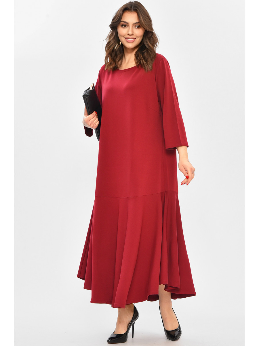 Платье женское полубатальное бордового цвета 8269 208705C