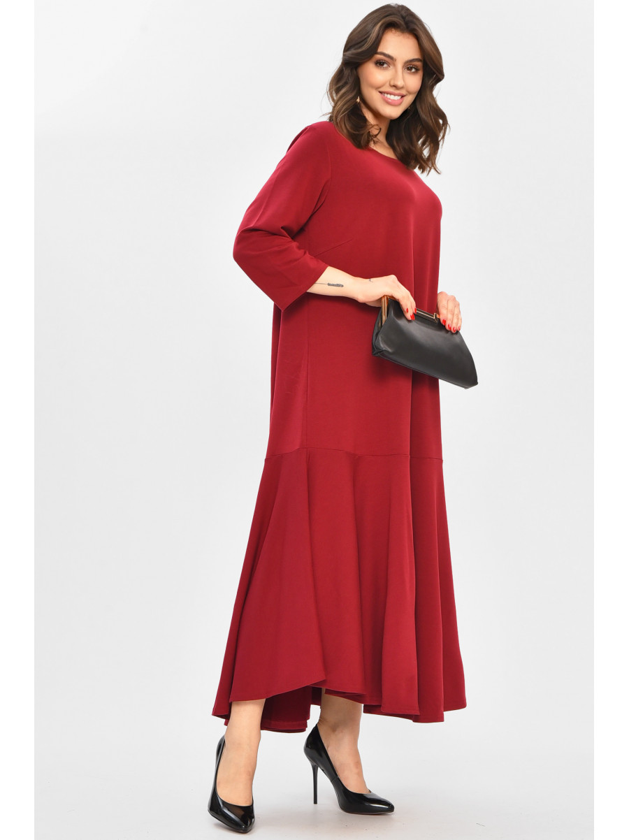 Платье женское полубатальное бордового цвета 8269 208705C