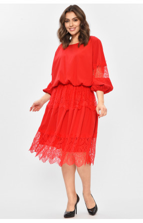 Платье женское однотонное красного цвета 8337 208709C