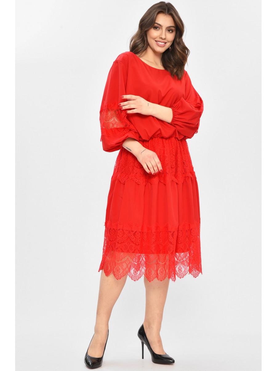 Платье женское однотонное красного цвета 8337 208709C