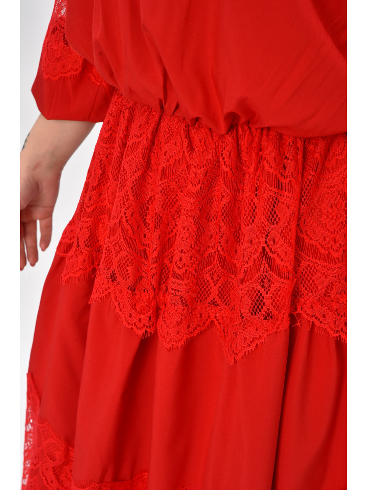 Платье женское однотонное красного цвета 8337 208709C