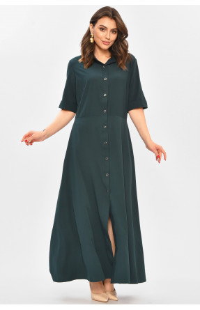 Платье женское однотонное тёмно-зеленого цвета 208710C