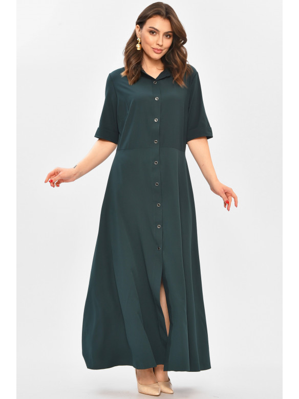 Платье женское однотонное тёмно-зеленого цвета 208710C