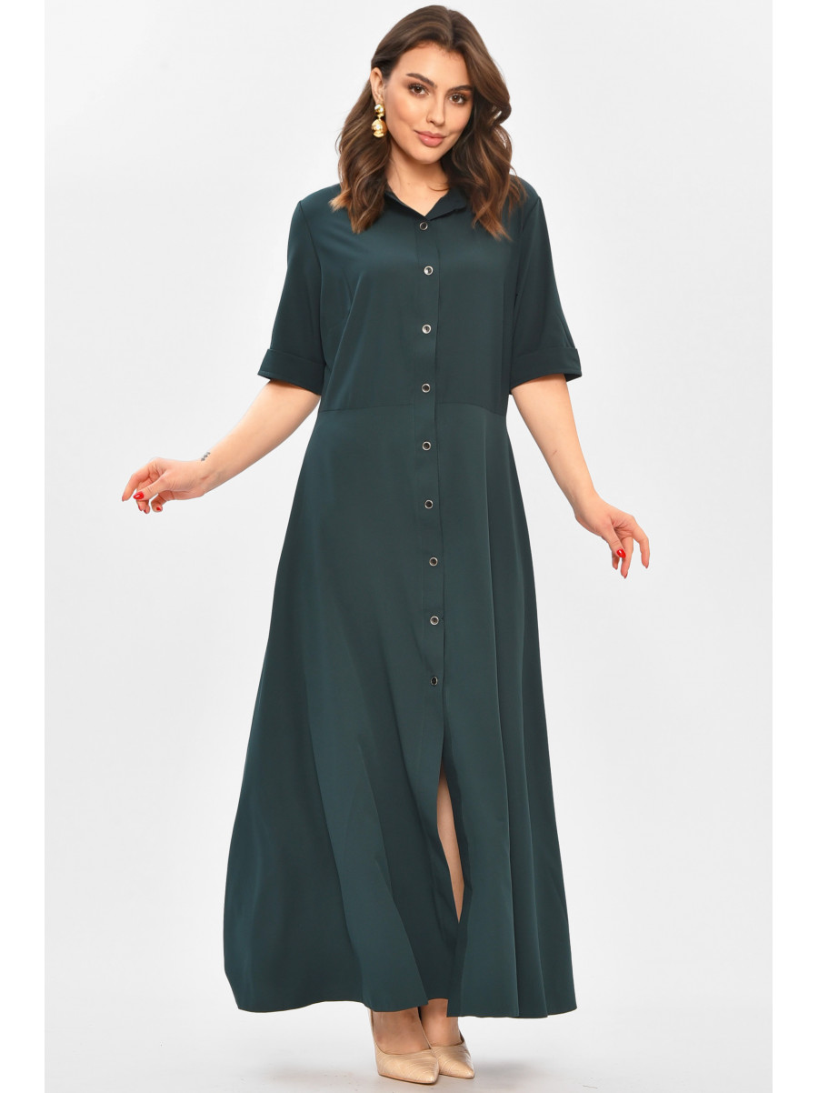 Платье женское однотонное тёмно-зеленого цвета 208710C