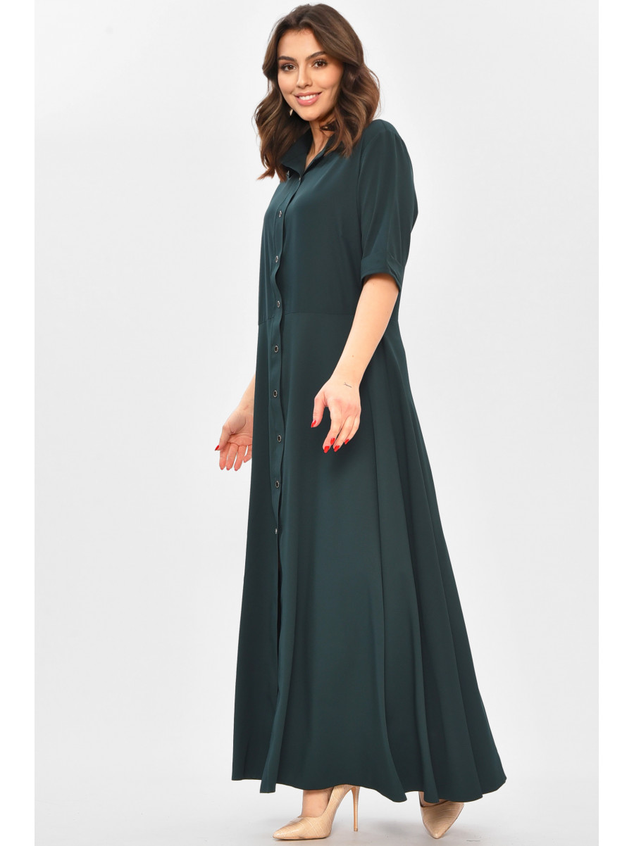Платье женское однотонное тёмно-зеленого цвета 208710C