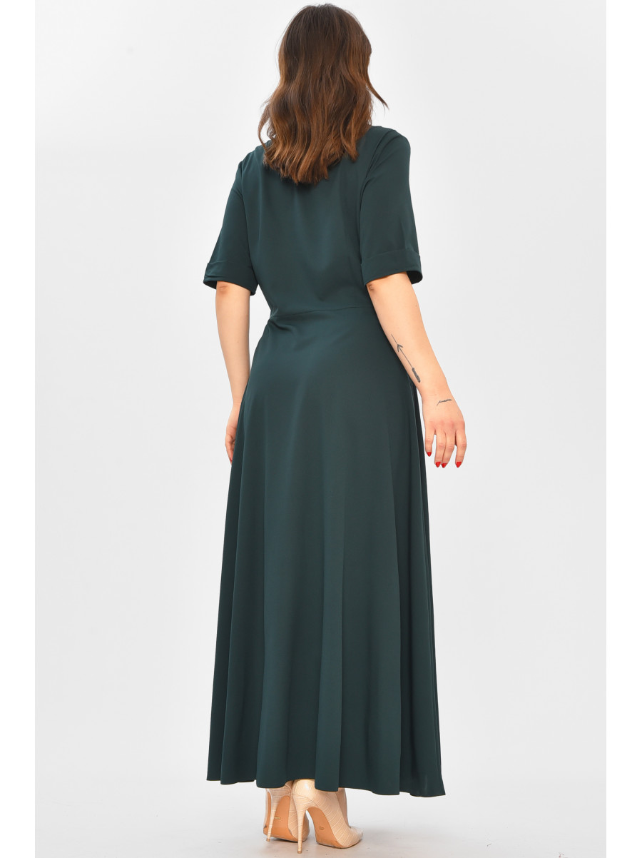 Платье женское однотонное тёмно-зеленого цвета 208710C