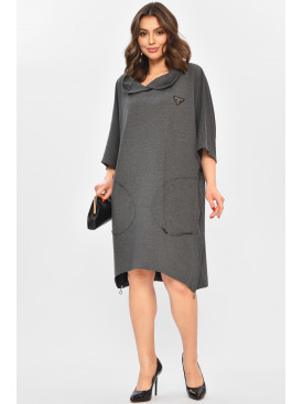 Платье женское полубатальное тёмно-серого цвета 8236 208711C