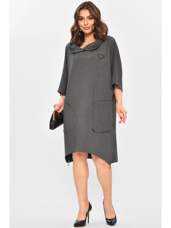 Платье женское полубатальное тёмно-серого цвета 8236 208711C