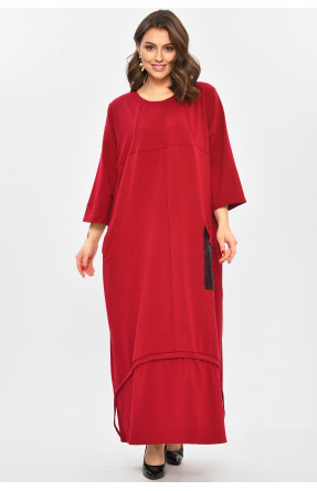 Платье женское полубатальное бордового цвета 8316 208713C