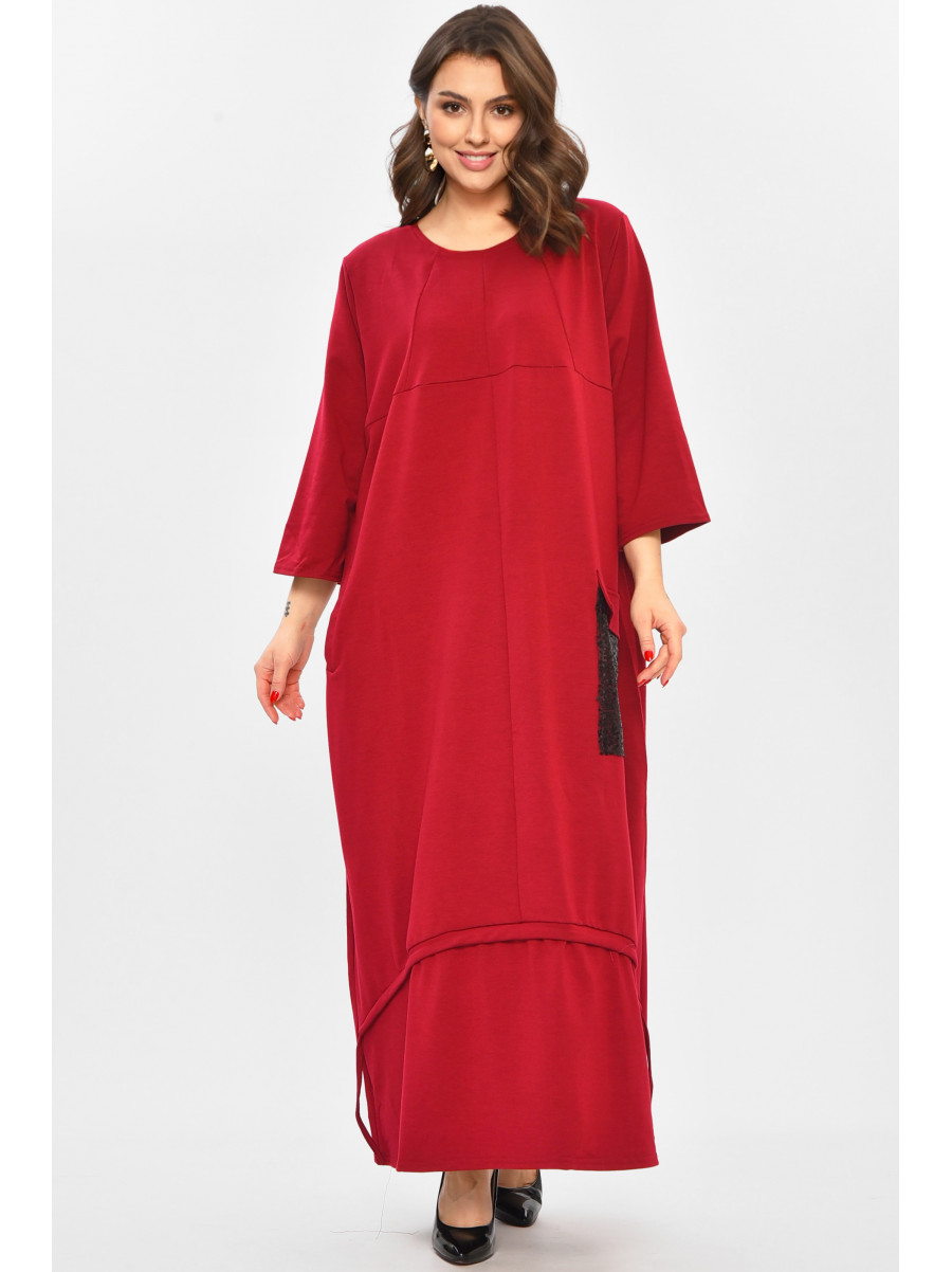 Платье женское полубатальное бордового цвета 8316 208713C
