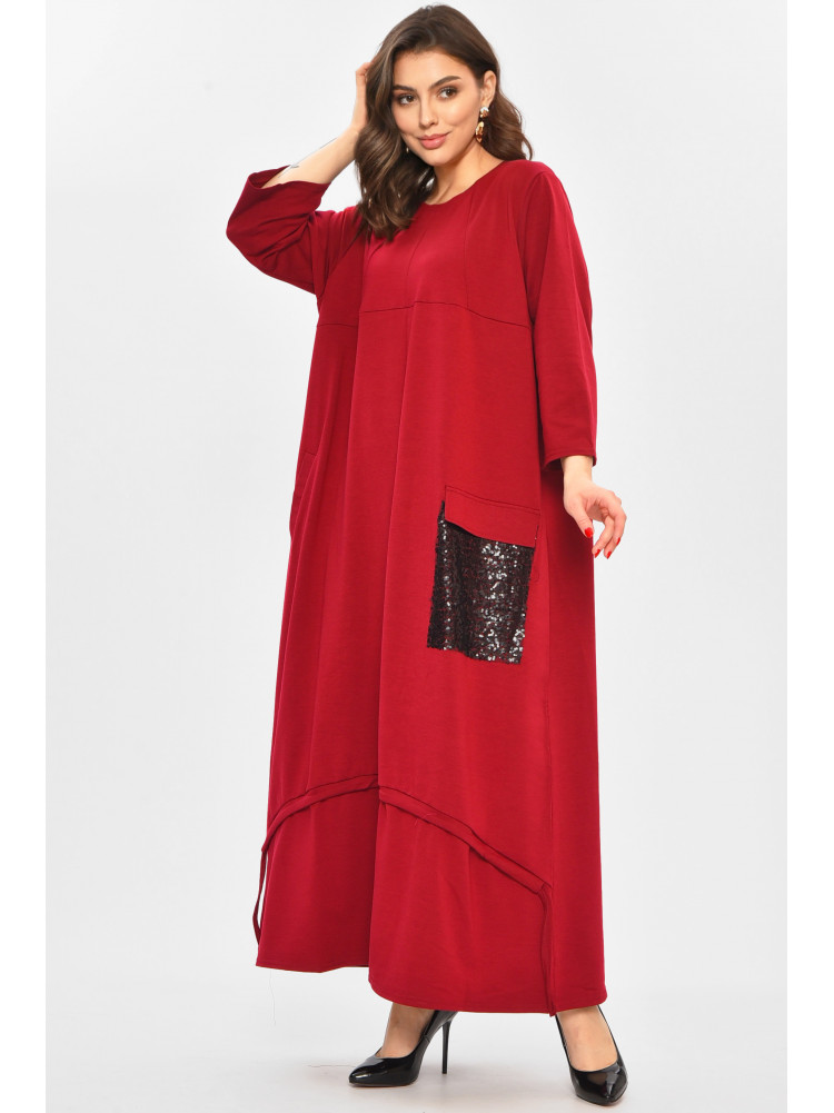 Платье женское полубатальное бордового цвета 8316 208713C