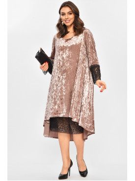 Платье женское однотонное бежевого цвета 8213 208714C