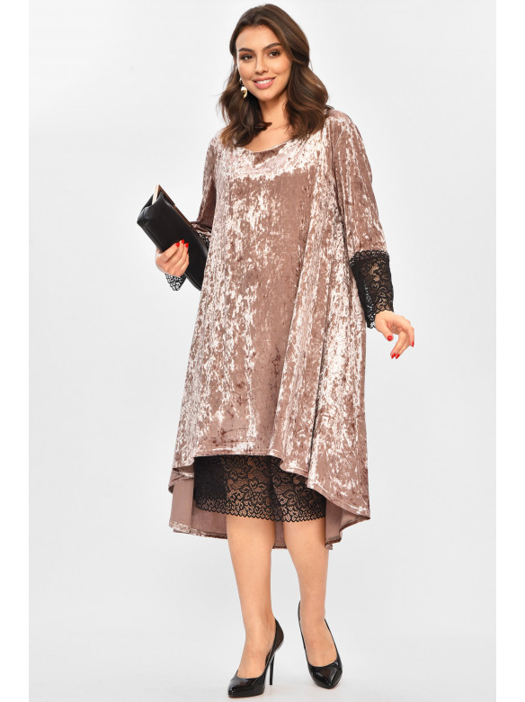 Платье женское однотонное бежевого цвета 8213 208714C