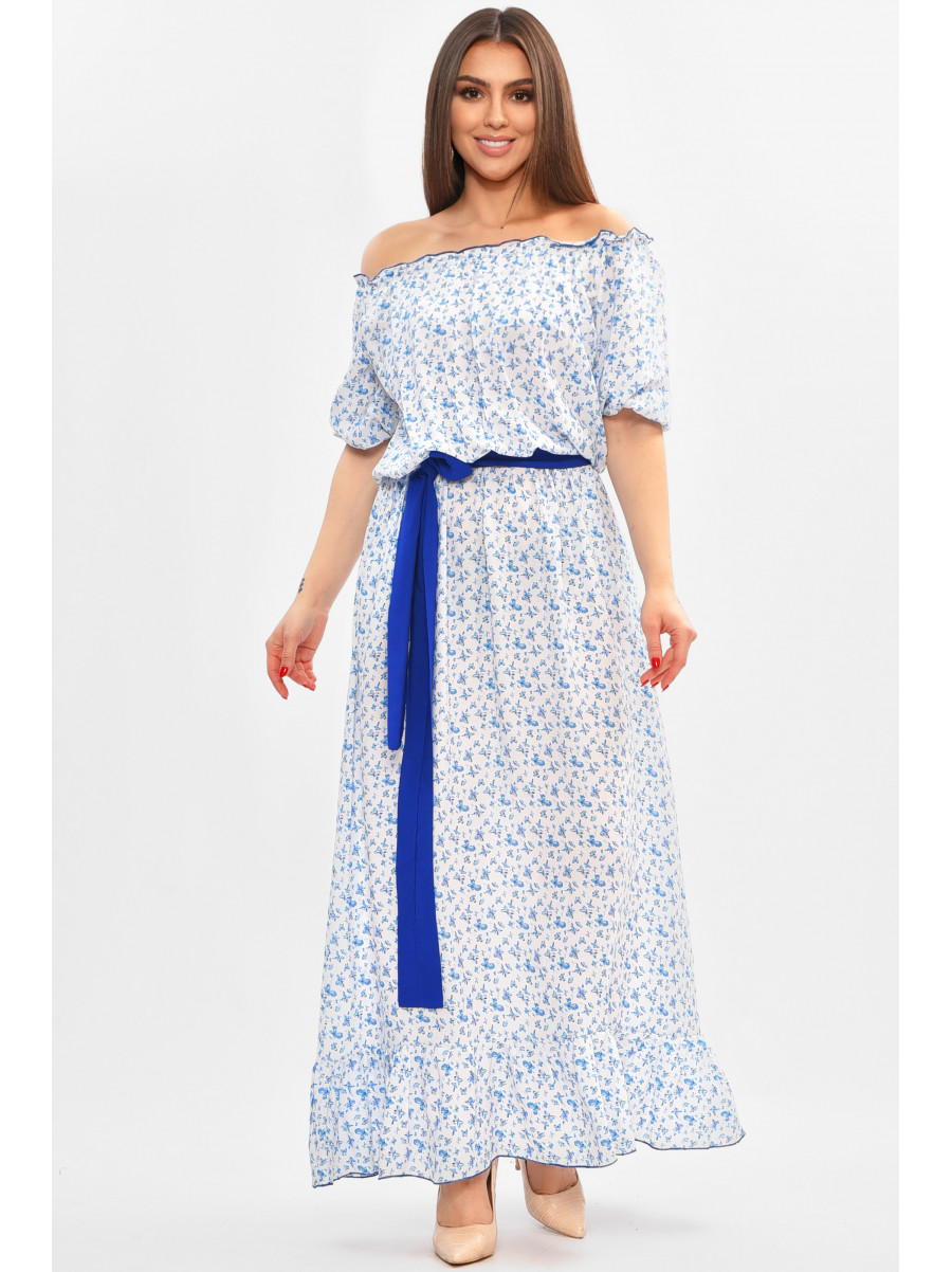 Платье женское белого цвета с принтом 8188 208723C