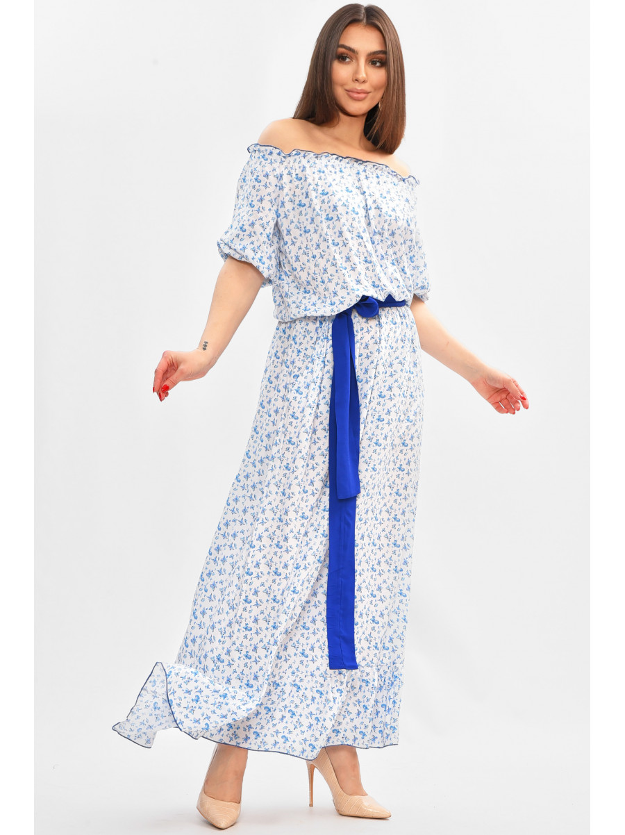 Платье женское белого цвета с принтом 8188 208723C
