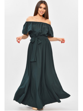 Платье женское однотонное тёмно-зеленого цвета 8377 208728C