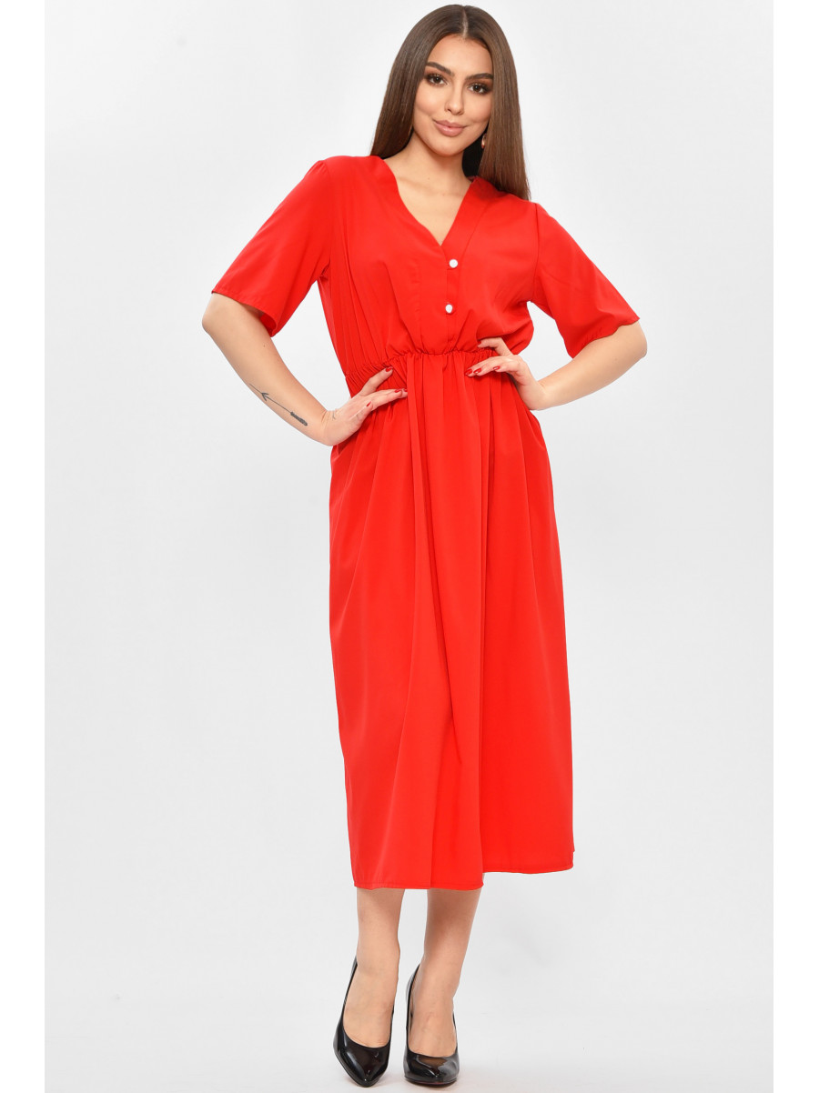 Платье женское однотонное красного цвета 208732C