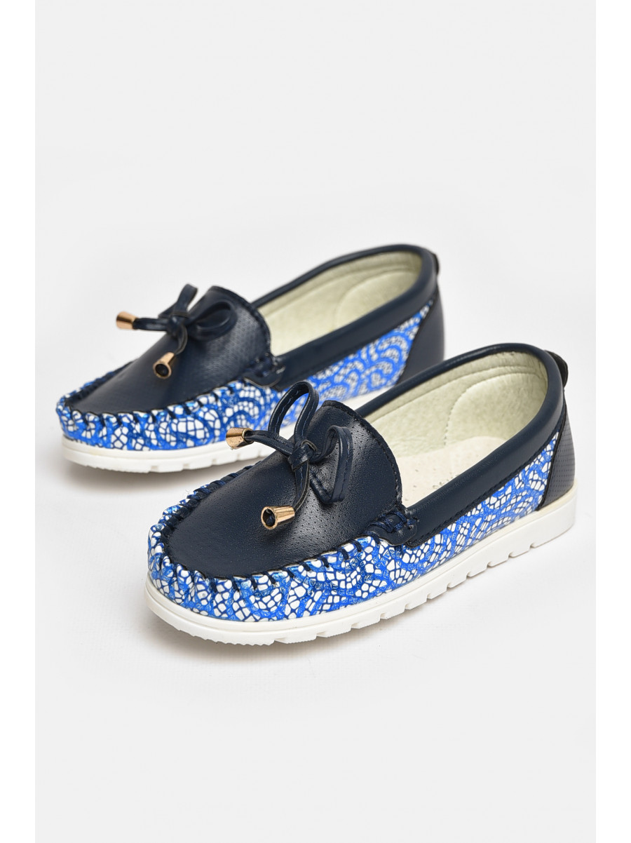 Мокасины детские для девочки темно-синего цвета 1736-7 208735C