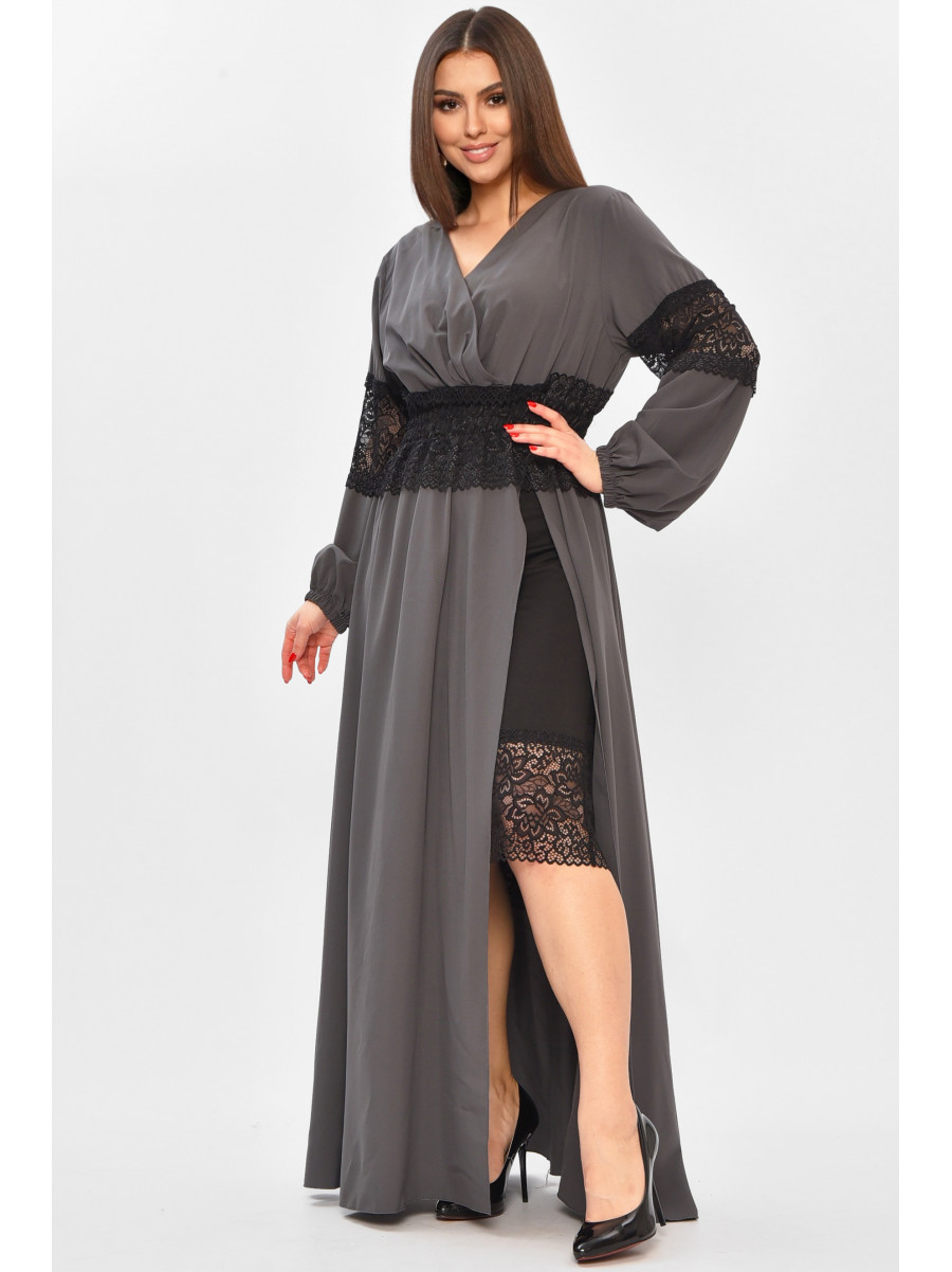 Платье женское однотонное тёмно-серого цвета 8345 208737C